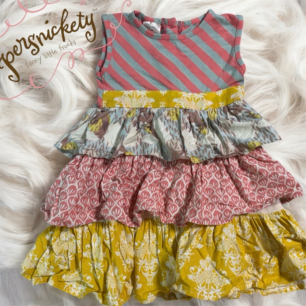 Persnickety Kids Multicolor Ruffle Dress Spring Boutique size 18/24 months EUC